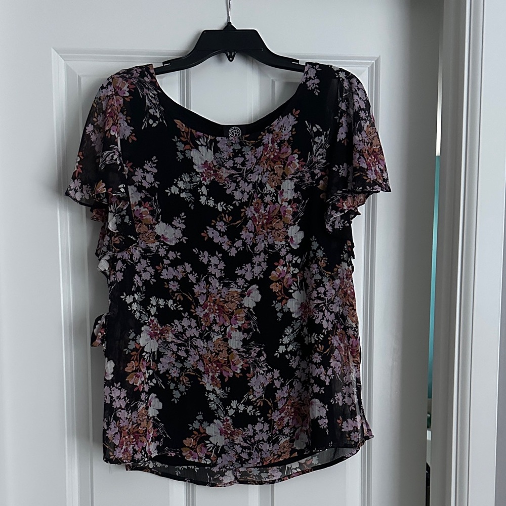Bobeau Black Floral Blouse